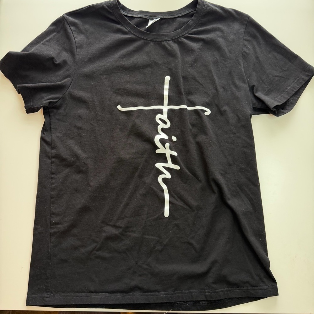 Women's Black Faith Script Tee